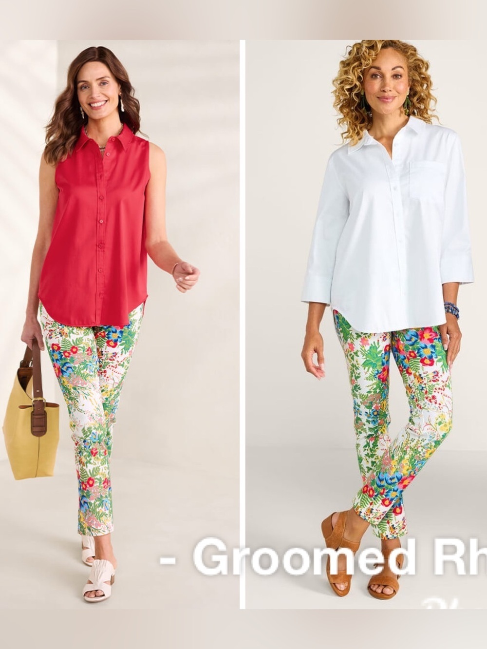 Soft Surroundings In Bloom Floral Superla Slim Leg Pants Size PM